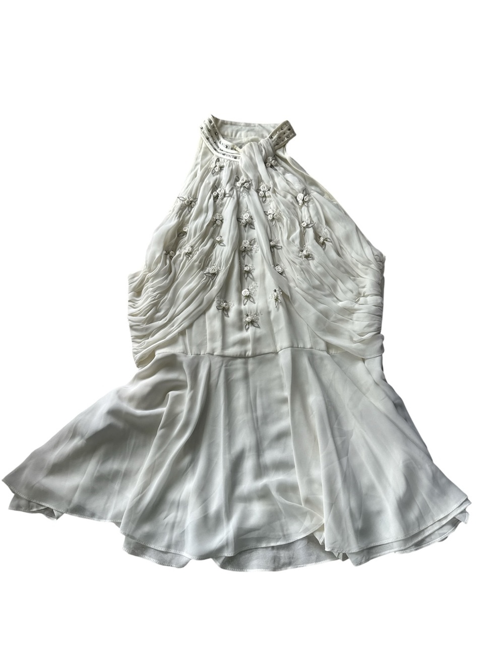 Louise Ricci Embellished Cream Halter Neck  Top size 18